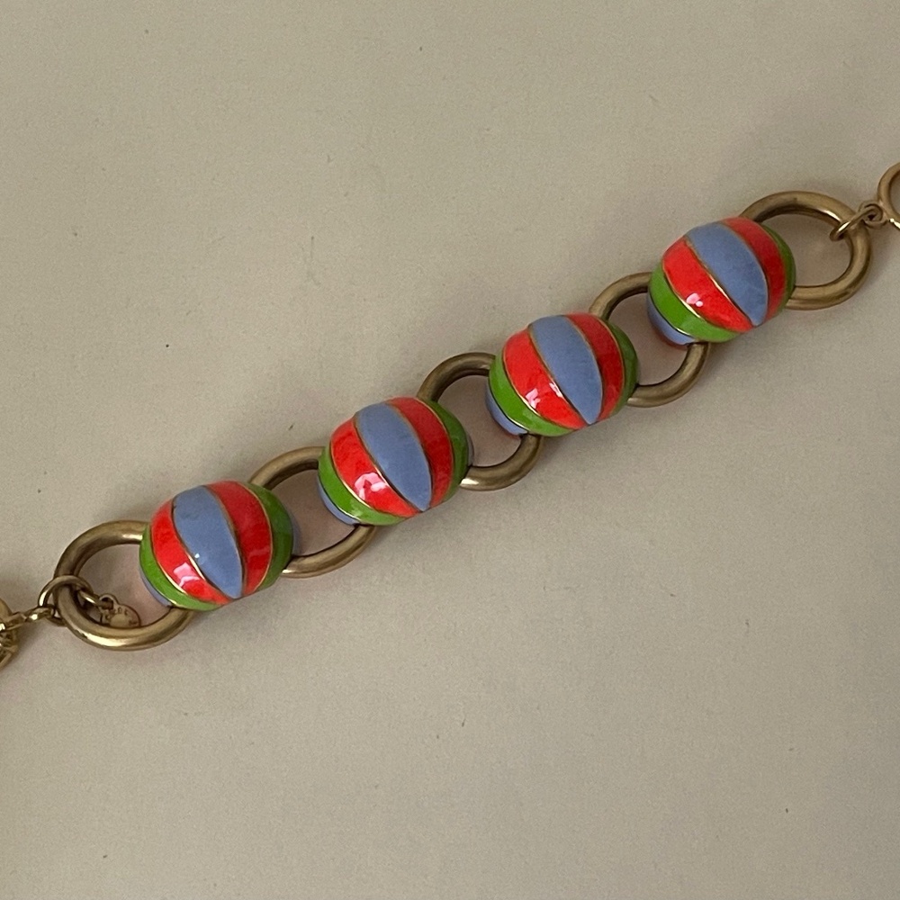 J. Crew multi-color enamel dome  link bracelet 6 1/4" Small